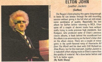 John, Elton / Leather Jackets - Album Review #2 | Magazine Article (1986)