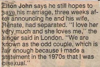 John, Elton / Still Hopes to Save Marriage (1987)
