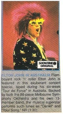 John, Elton / Elton John In Australia - Showtime Original | Magazine Article with Photo (1987)