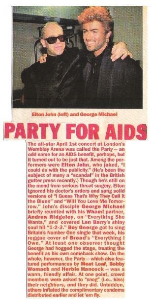 John, Elton / Party for AIDS - With George Michael | Magazine Article with Photo (1987)