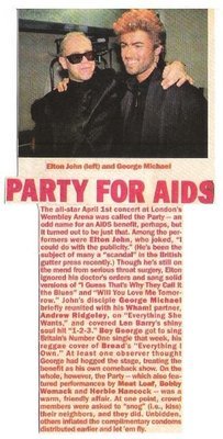 John, Elton / Party for AIDS - With George Michael | Magazine Article with Photo (1987)