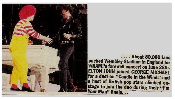 John, Elton / With George Michael at Wham! Last Show | Magazine Article with Photo (1986)
