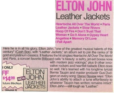 John, Elton / Leather Jackets - Album Ad #1 | Magazine Ad (1986)