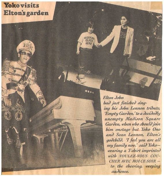 John, Elton / Yoko Visits Elton&#39;s Garden | Magazine Article with 2 Photos (1982)