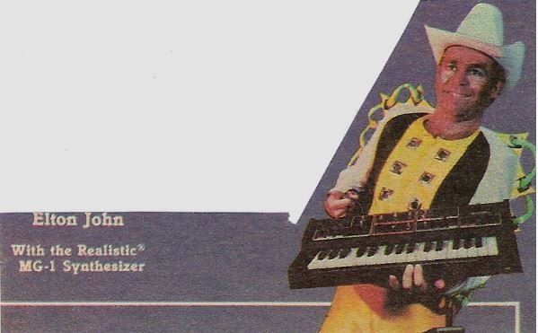 John, Elton / With the Realistic MG-1 Synthesizer | Magazine Photo with Caption (1981)