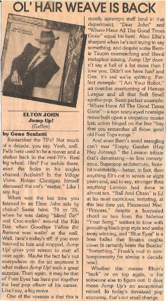 John, Elton / Jump Up! - Album Review #3 | Magazine Article (1982)