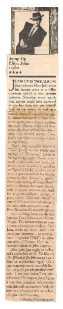 John, Elton / Jump Up! - Album Review #2 | Magazine Article (1982)