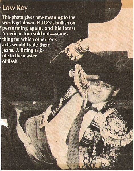 John, Elton / Low Key | Magazine Photo with Caption (1982)