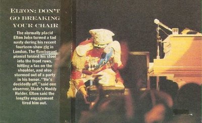 John, Elton / Elton: Don&#39;t Go Breaking Your Chair | Magazine Photo with Caption (1982)