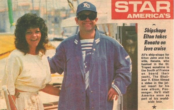 John, Elton / Shipshape Elton Takes Renate On Love Cruise | Magazine Photo with Caption (1984)