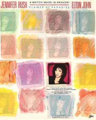 Rush, Jennifer (+ Elton John) / Flames of Paradise - Single Ad #1 | Magazine Ad (1987)