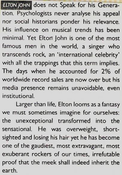 John, Elton / Elton John Does Not Speak for His Generation | 1986