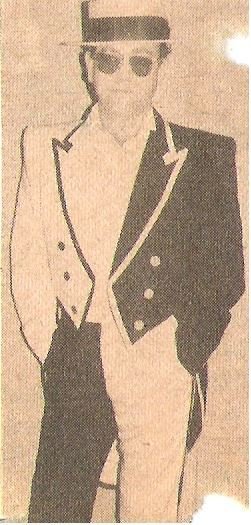 John, Elton / Standing, Black-White Suit, Boater Hat | Magazine Photo (1984)