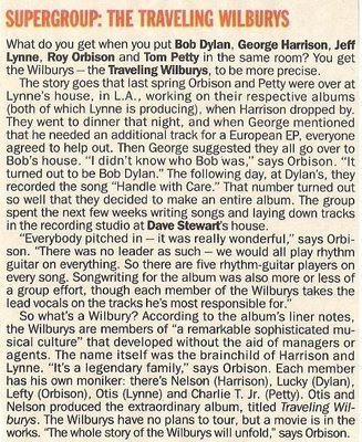 Traveling Wilburys / Supergroup: The Traveling Wilburys | Magazine Article (1988)