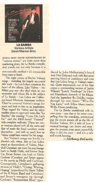 Los Lobos / La Bamba (Soundtrack) - Album Review #1 (1987)