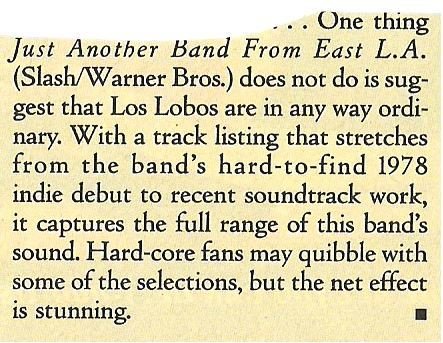 Los Lobos / Just Another Band From East L.A. - Album Review #1 | Magazine Article (1993)