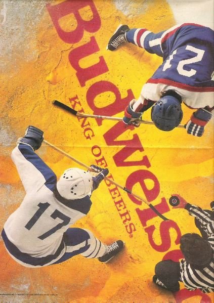 Budweiser / King of Beers - Ice Hockey Theme | Magazine Ad (1987)