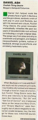 Ash, Daniel / Foolish Thing Desire - Album Review #1 (1993)