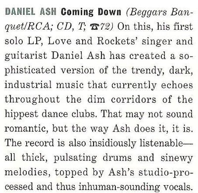 Ash, Daniel / Coming Down - Album Review #1 (1991)