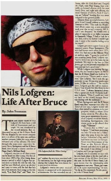 Lofgren, Nils / Life After Bruce | Magazine Article with 2 Photos (1991)