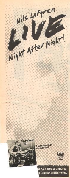 Lofgren, Nils / Night After Night - Album Ad #1 | Magazine Ad (1978)
