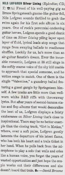 Lofgren, Nils / Silver Lining - Album Review #1 (1991)