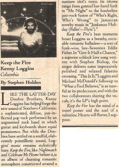 Loggins, Kenny / Keep the Fire - Album Review #1 (1980)