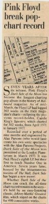 Pink Floyd / Pink Floyd Break Pop-Chart Record | Magazine Article (1980)