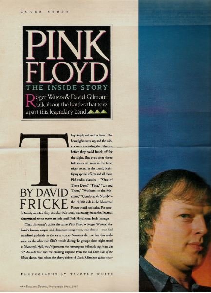 Pink Floyd / The Inside Story | Magazine Article with 6 Photos (1987)