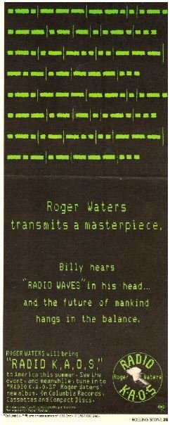 Waters, Roger / Radio K.A.O.S. - Album Ad #1 | Magazine Ad (1987)