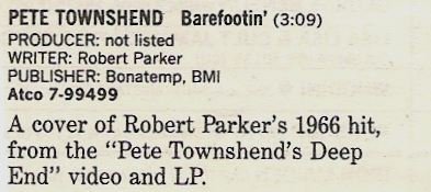 Townshend, Pete / Barefootin&#39; - Single Review #1 | Magazine Article (1986)