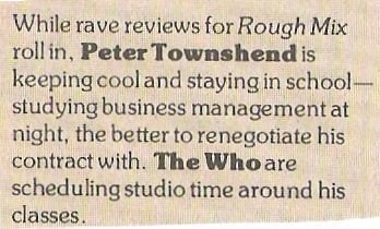 Townshend, Pete / Studying Business Management | Magazine Article (1978)