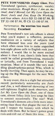 Townshend, Pete / Empty Glass - Album Review #1 (1980)