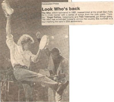 Who, The / Look Who&#39;s Back | Newspaper Photo with Caption (1989)