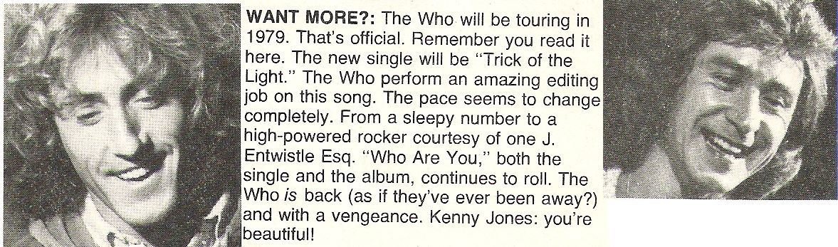 Who, The / Want More? (Touring in 1979) | Magazine Article with 2 Photos (1978)