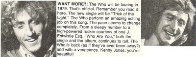Who, The / Want More? (Touring in 1979) | Magazine Article with 2 Photos (1978)
