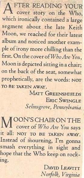 Who, The / Not To Be Taken Away | Magazine Article (1978)