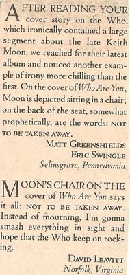 Who, The / Not To Be Taken Away | Magazine Article (1978)