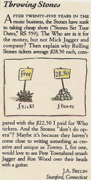 Who, The / Throwing Stones (Reader Letter) | Magazine Article (1989)