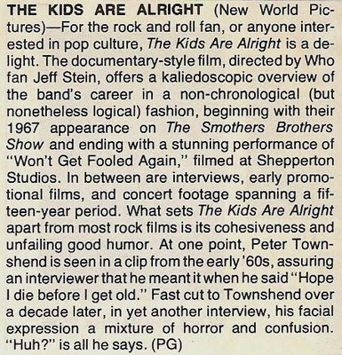 Who, The / The Kids Are Alright - Movie Review #1 | Magazine Article (1979)