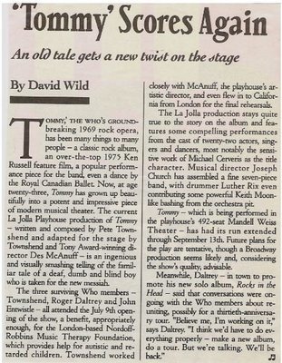 Who, The / Tommy Scores Again | Magazine Article (1992)