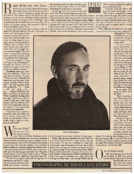 Who, The / Back Together On the Road | Magazine Article with 4 Photos (1989)