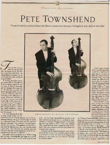 Townshend, Pete / Pete Townshend Interview | Magazine Article with 2 Photos (1987)