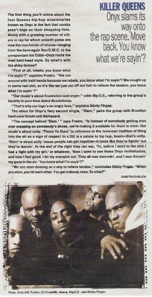 Onyx Killer Queens Magazine Article With Photo 1993