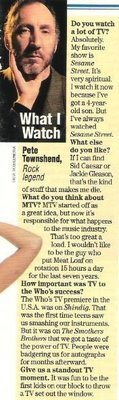 Townshend, Pete / What I Watch | Magazine Article with Photo (1994)