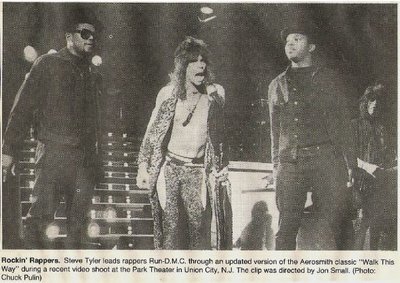 Aerosmith / Rockin&#39; Rappers (with Run-DMC) | Newspaper Photo with Caption (1986)
