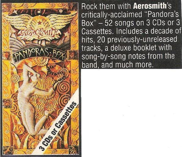 Aerosmith / Pandora's Box - Ad #1 | Magazine Ad (1992)