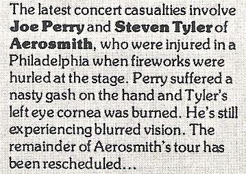 Aerosmith / Latest Concert Casualties | Magazine Article (1978)