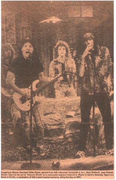 Aerosmith / With Mike Myers on Saturday Night Live | Newspaper Photo with Caption (1990)