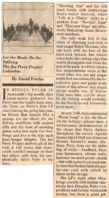 Perry, Joe / Let the Music Do the Talking - Album Review #1 | Magazine Article (1980)